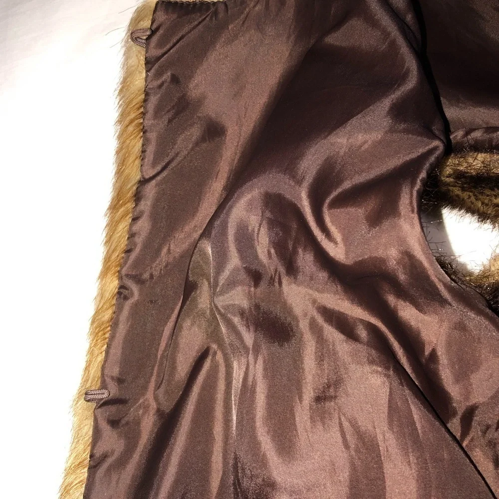 Faux Fur Vest Betsey Johnson Brown Size Small